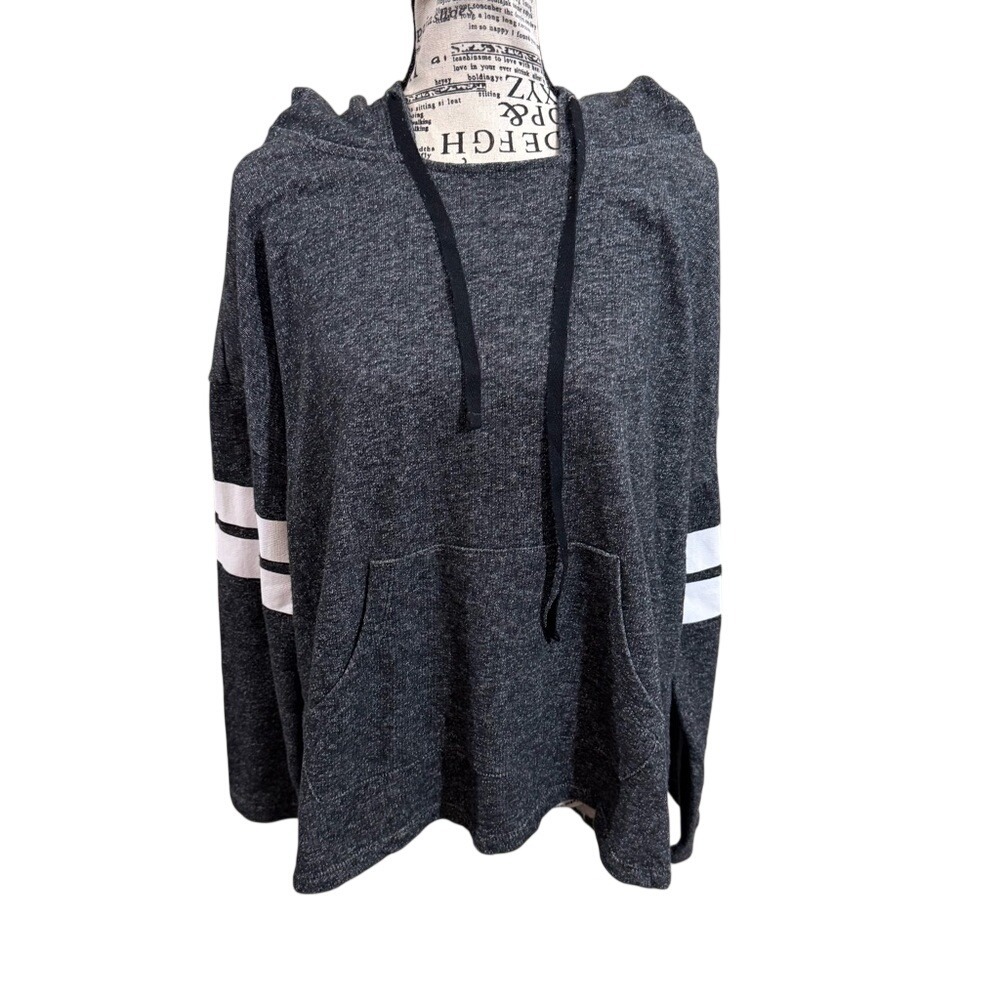 Just Be Gray and White Hooded Cardigan Sweater
